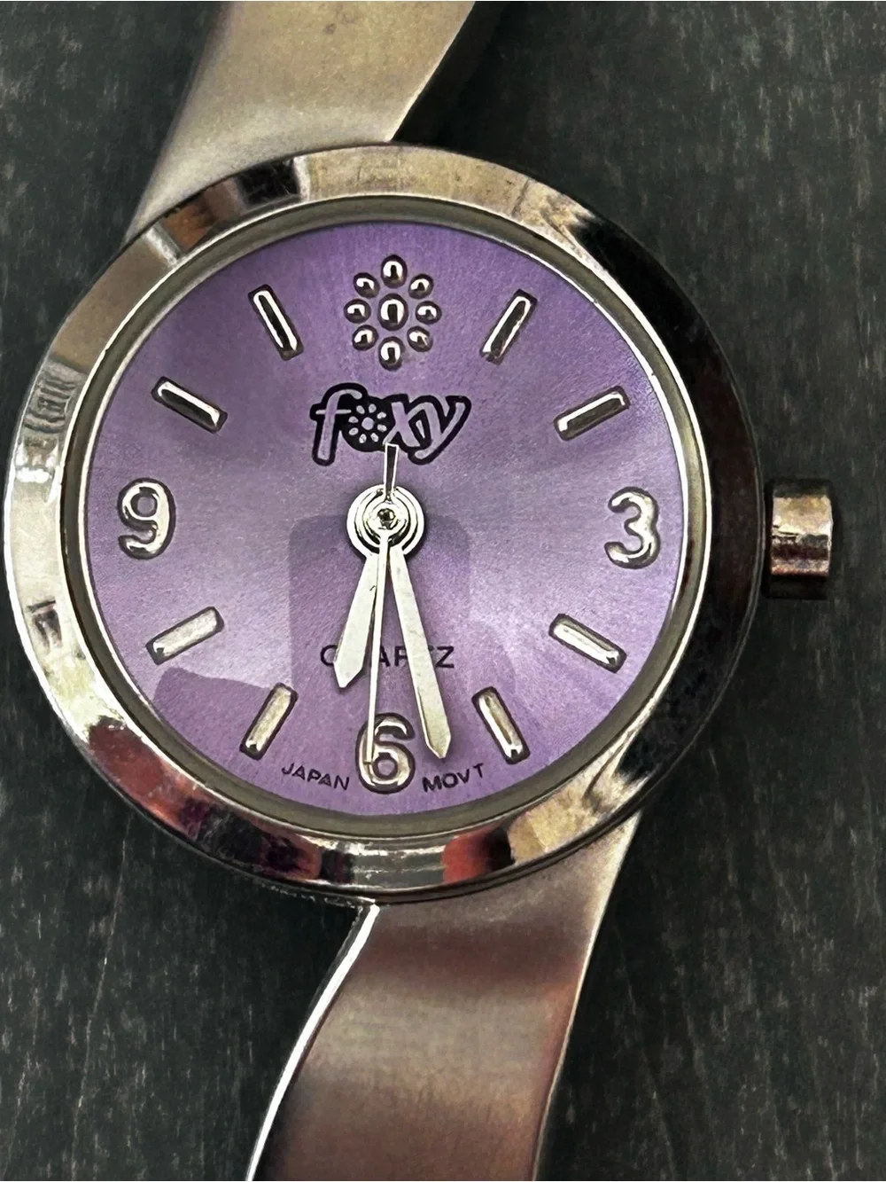 Fox Silver Bracelet Watch with Purple Dial